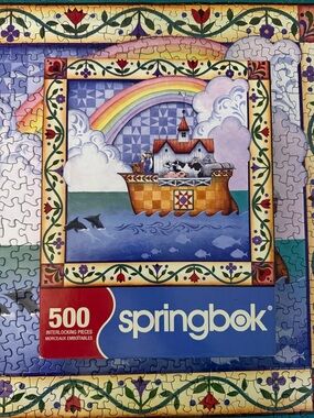 Springbok 500-Piece Noah's Ark Puzzle - Colorful Rainbow Illustration
